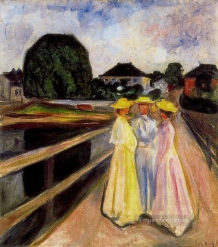 Edvard Munch Painting - Tres chicas en el embarcadero 1903 Edvard Munch